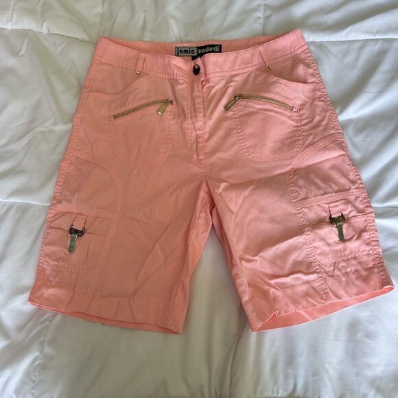 Jamie Sadock Neon Pink Bermuda Shorts Golf Athletic Pockets Vintage 90s Y2K - Picture 1 of 10